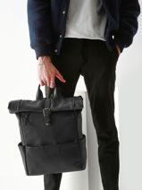 1 Compartment Backpack Flandres Leather Etrier Black flandres EFLA8102-vue-porte
