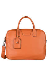 Leather Flandres Briefcase 1 Compartment Etrier Orange flandres EFLA8251