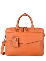 Leather Flandres Briefcase 1 Compartment Etrier Orange flandres EFLA8241